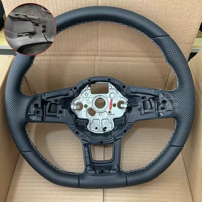 Steering wheel GTI R steering wheel - semi-perforated-with-pick-holes-white-mesh-stitching