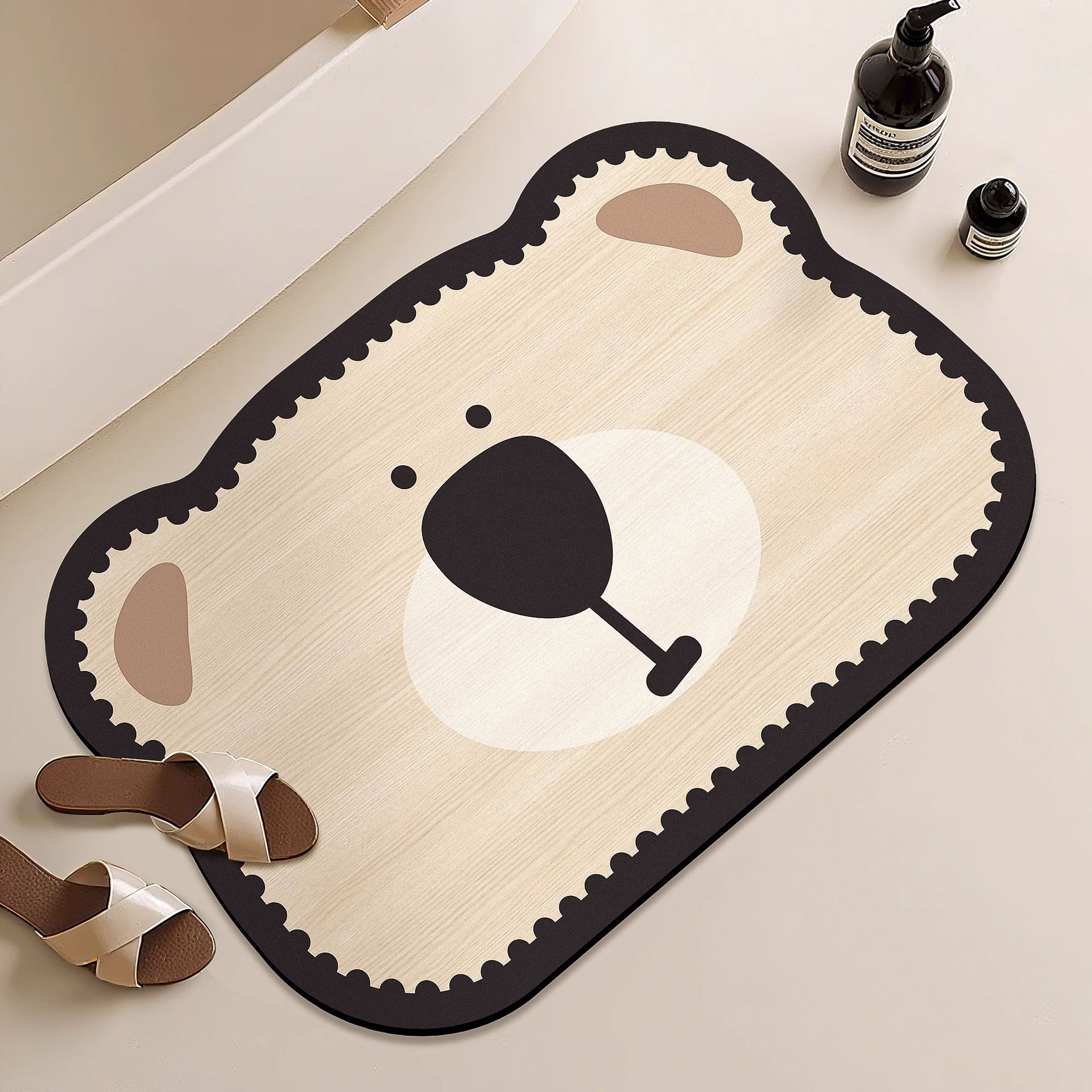 Círculos animados alfombra de suelo de baño inodoro puerta antideslizante pie de inodoro alga barro de absorción de agua limpieza en seco alfombra de inodoro