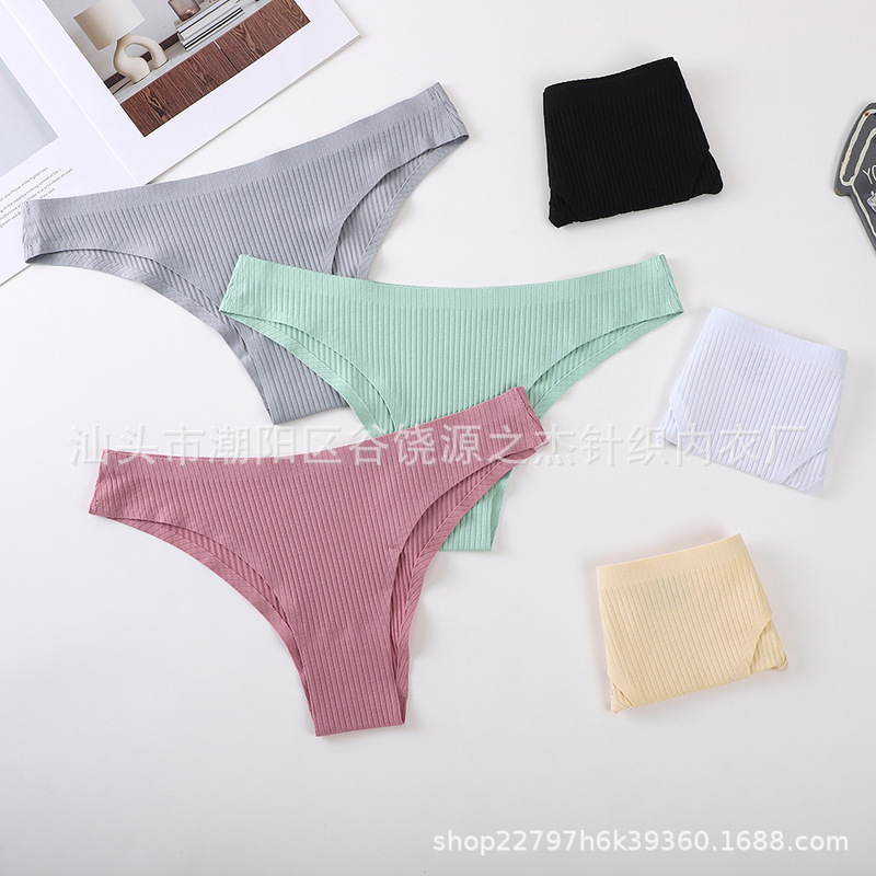 Cross-border seamless cotton underwear women one-piece thread low-waist bikini briefs Amazon AliExpress