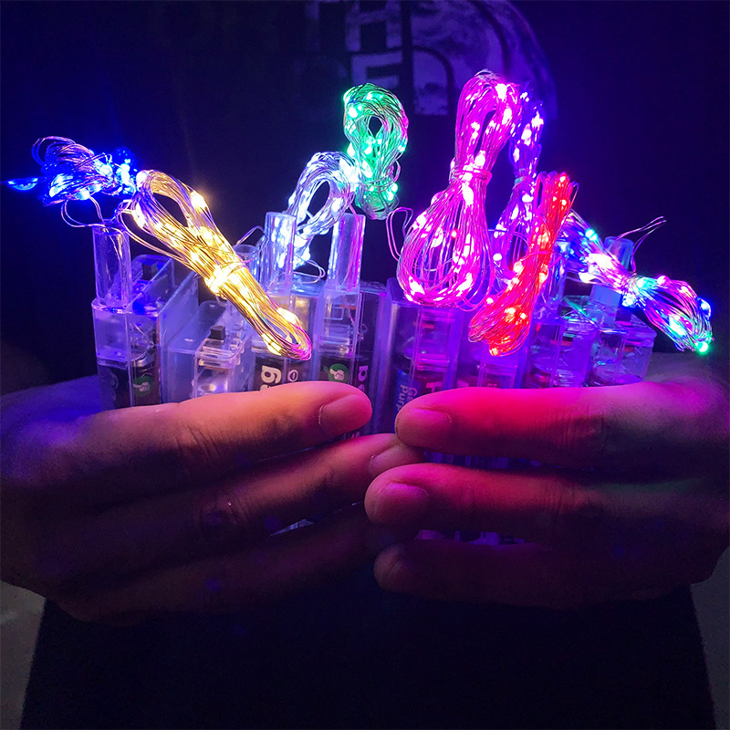 Caja de batería de 2 secciones Luz de cadena de cobre de alto brillo Bola de onda Caja de batería decorativa Festival de luces intermitentes Caja de regalo Fabricante de luces decorativas