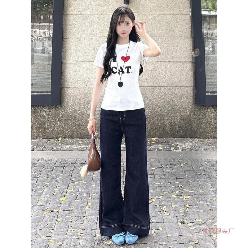 Dark Blue Wide-Leg Jeans for Women, 2026 Spring and Autumn New Trendy High-Waisted Stretchy Loose Straight Pants Dark Blue Wide-Leg Jeans for Women, 2026 Spring and Autumn New Trendy High-Waisted Stretchy Loose Straight Pants