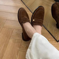 現品発売! レトロな英倫風の絨毛の顔の2024年の秋の小さい金は楽福の靴の丸い頭の1足の靴を掛けます。