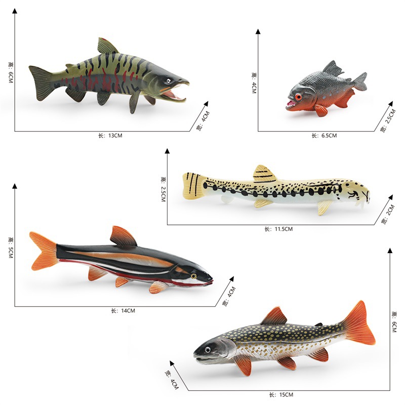 Transfronteriza simulación animal marino chino Loach flecha pescado rojo punto salmón piraña modelo adornos