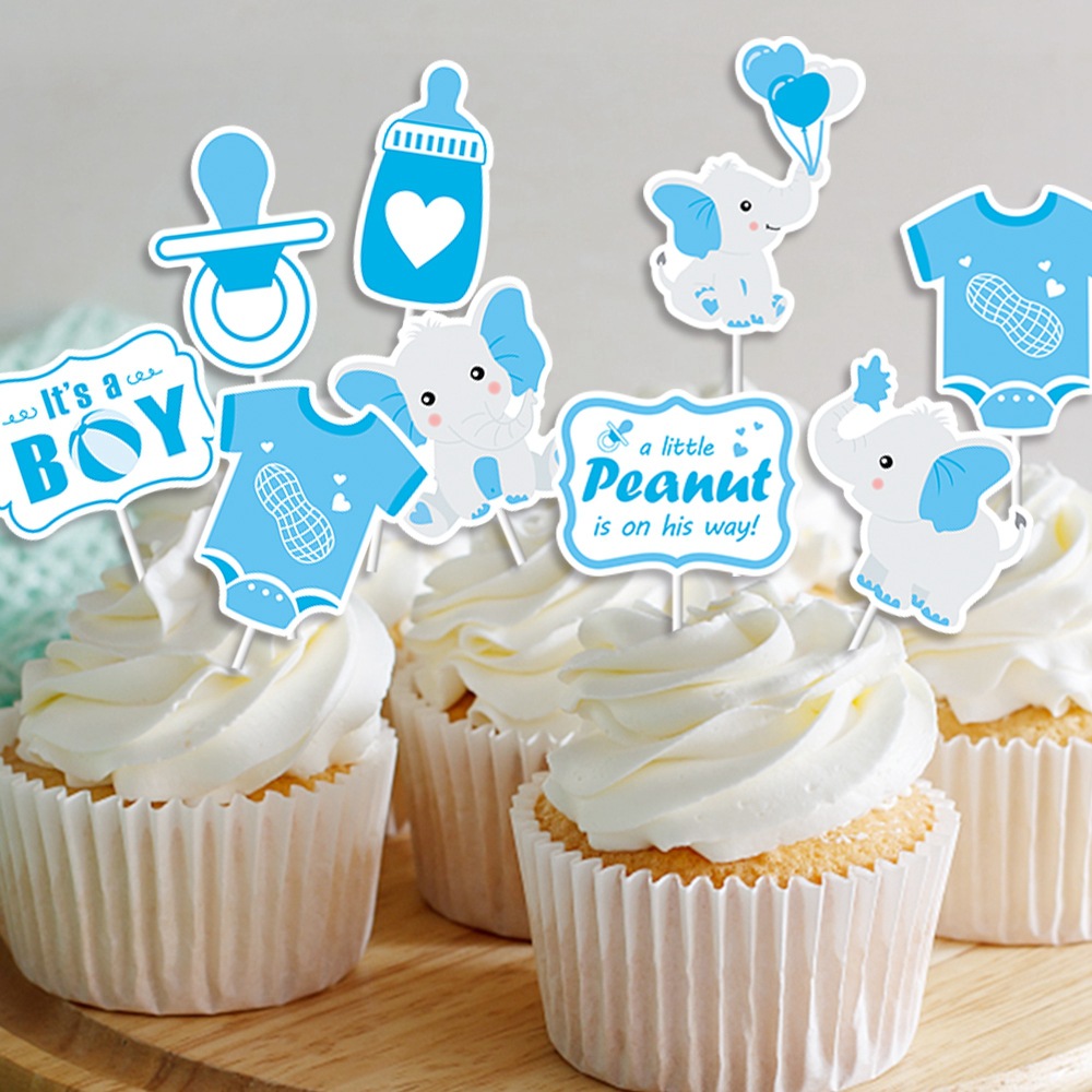 Nuevo estilo transfronterizo de decoración de fiesta de baby shower, bandera, elefante azul, bebé, niño, fiesta de bienvenida para bebés, decoración