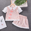 Children's summer clothing, skirt, doll, T-shirt, small princess costume, set, floral print, children's clothing, Korean style