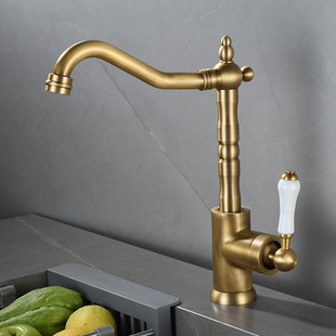 French-Style Basin Copper Antique Faucet Hot and Cold Countertop Basin Bathroom Washbasin Face Wash Bathroom Retro Home Use