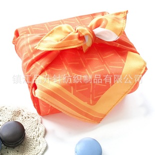 Cross-Border Export Foreign Trade Factory Silk Scarf Material Printed Bandana Multi-Purpose Gift Box Wrapping Cloth with Picture Customization