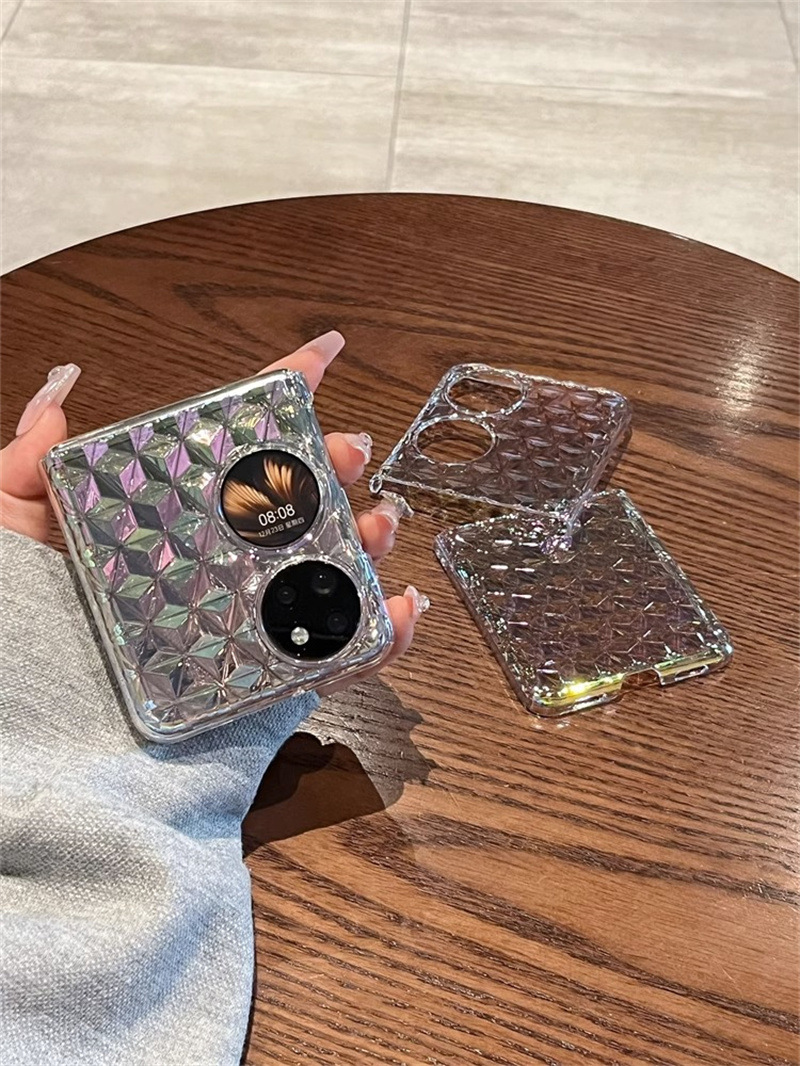 High grade transparent laser ultra-thin diamond pattern suitable for Huawei P50pocket phone case, small fragrant style_voghion.com