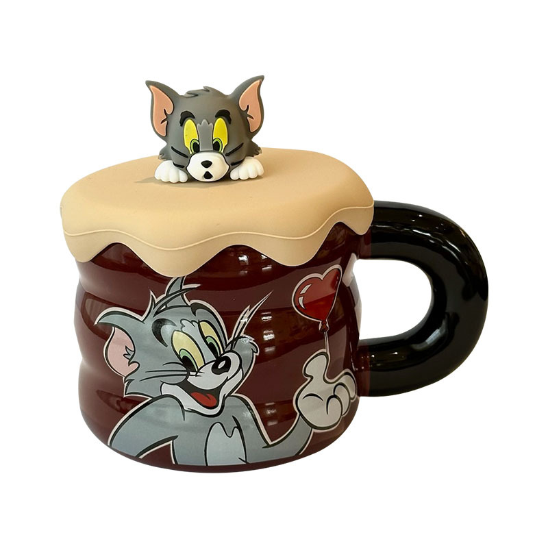 Taza de Cerámica con Tapa, Cerámica, Resistente a Altas Temperaturas, para Hogar y Oficina