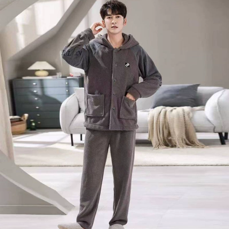 其才鸟 Velvet cardigan, keep warm flannel pijama, with snowflakes