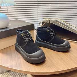 雪地靴男女同款加绒皮毛一体防滑加绒加厚防水棉鞋子冬季中筒短靴