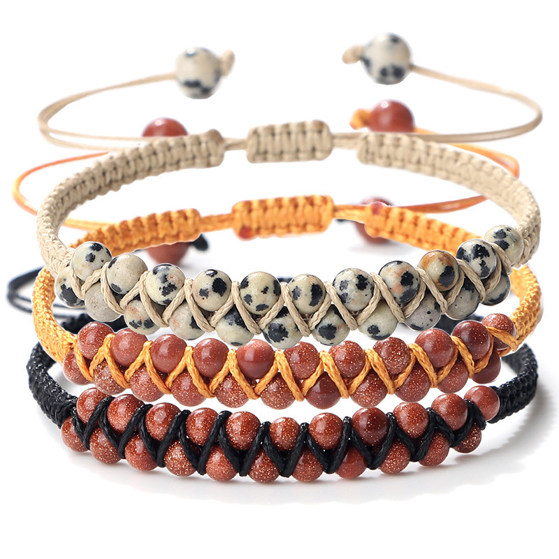 Bohemian European and American Personalized Fashion Ethnic Style Cross-Border Supply Accessories Friendship Bracelet Double Row Bead Hand Rope Bracelet