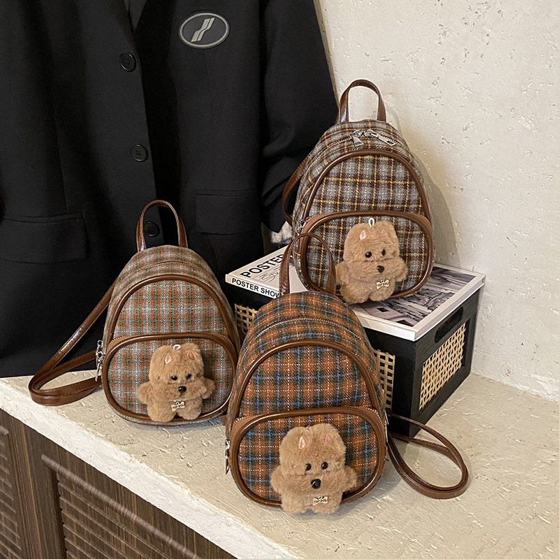 Caricaturas lindas perros, mochila para niños y niñas, mini mochila a cuadros para bebés, nueva mochila para niños 2025