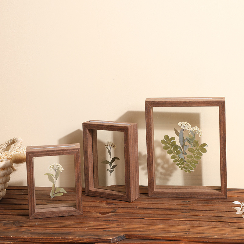 Photo frame table wholesale 10 double-sided picture frame mounting 8 solid wood glass 7 plant specimen double-sided transparent frame 6 inches