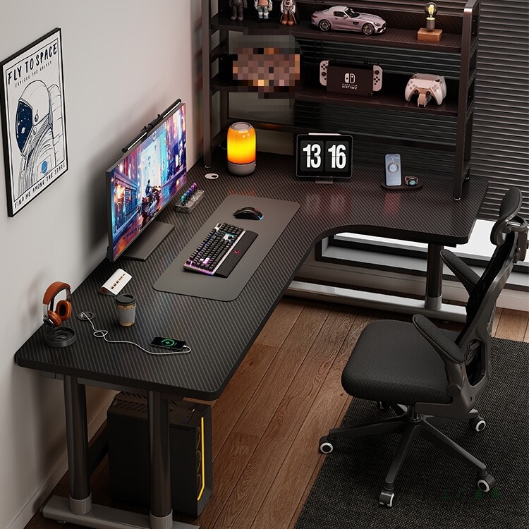 Corner Computer Desk Bedroom Home L-Shaped Desk Office Desk and Chair Set Carbon Fiber Double Corner Gaming Table
