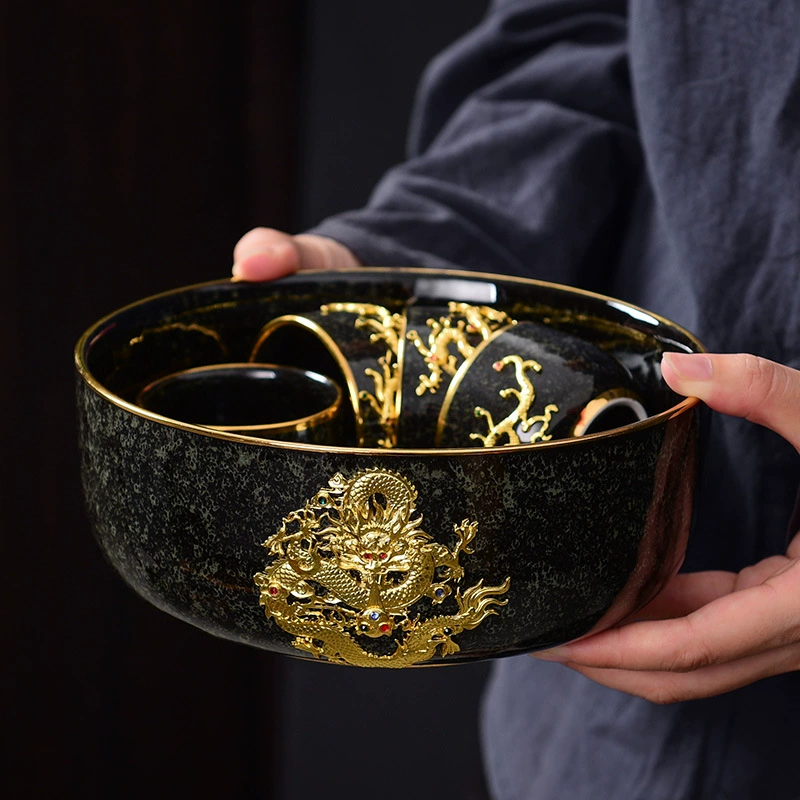 Jianzhan black glaze tea washing pens Washing water pelvic water washing tea bowl ceramic kung fu tea set Tea ceremony zero home tea tray
