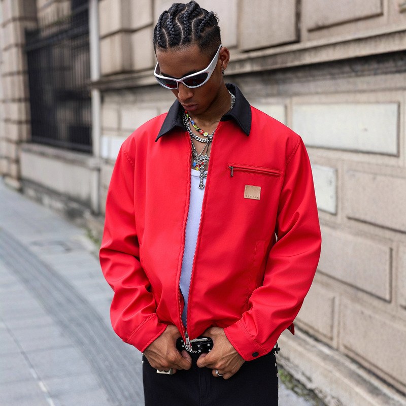 2025 Autumn and Winter New Woven American-Style Workwear Casual Men's Jacket, Cool Trendy Brand Red Coat 2025 Autumn and Winter New Woven American-Style Workwear Casual Men's Jacket, Cool Trendy Brand Red Coat