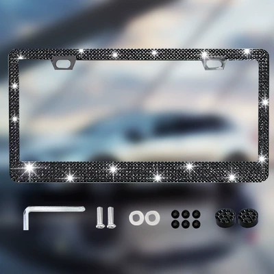 License plate holder/license plate holder — Canadian and Mexican Universal Diamond - square-hole-sharp-corners-wide-edges-single-piece-black