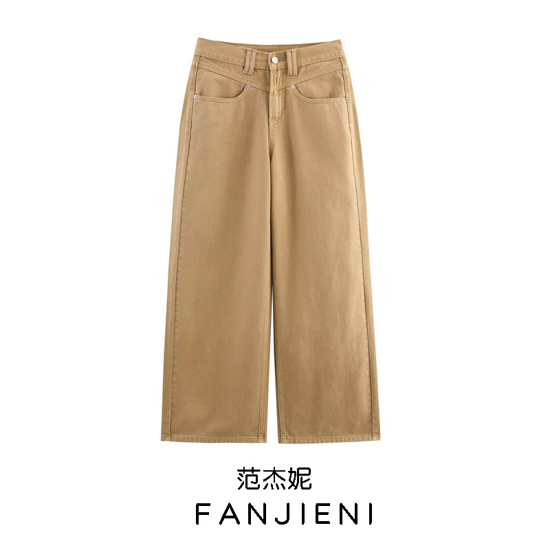 Zr Export Wholesale European and American Style Women's Fashion Flap Pocket Pants Decorated Cotton Low-Waist Loose Jeans 8197215