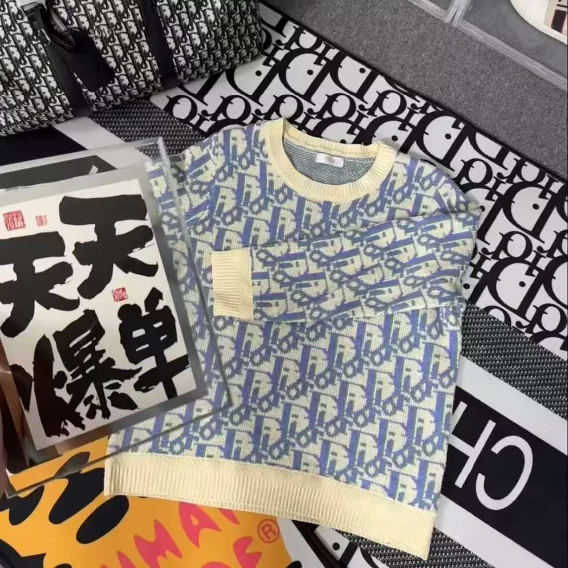 Осенняя и зимняя пара ретро пресбиопия с жаккардовыми буквами с круглым вырезом на молнии свитер с длинными рукавами женский повседневный свободный свитер