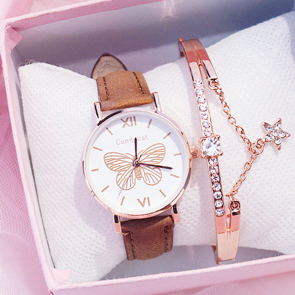 Brown Watch + Star Bracelet + Box