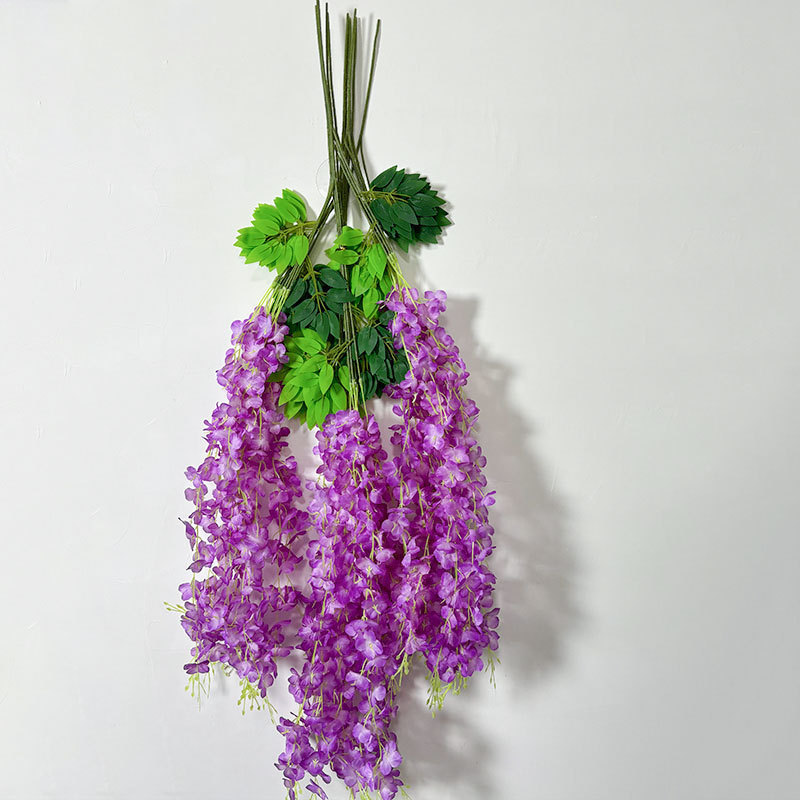 Explosiones transfronterizas simulación de flores de wisteria encriptada decoración de bodas colgantes flores de frijoles falsas flores de viña pasarela colgantes flores de wisteria