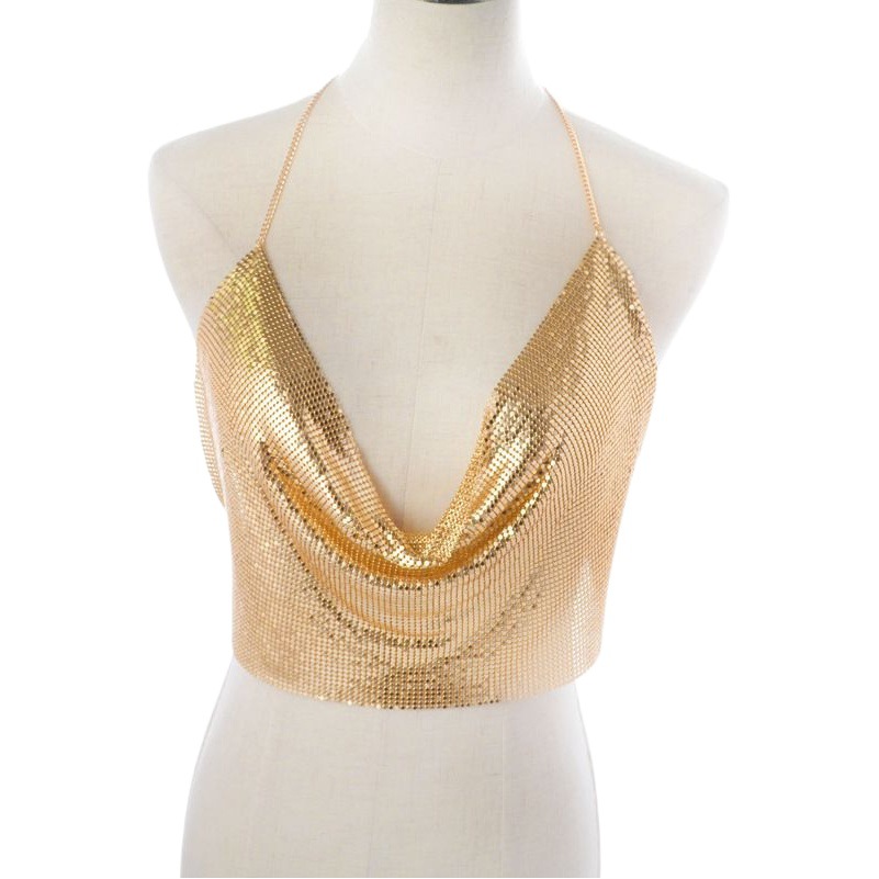 Cadena de metal europea y americana para bikini, cadena corporal, moda de verano, cadena para el pecho, collar tipo sujetador, accesorio para el pecho.
