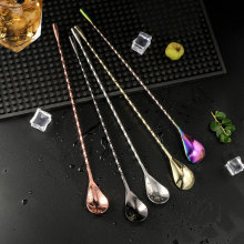 工厂供应不锈钢泪滴搅拌棒调酒用水滴吧勺304材料颜色可选 调酒勺