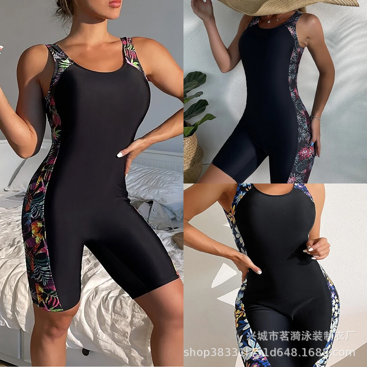 Mingyi nuevo traje de baño europeo y americano Amazon sexy moda multicolor impreso pierna traje de buceo traje de baño de las mujeres