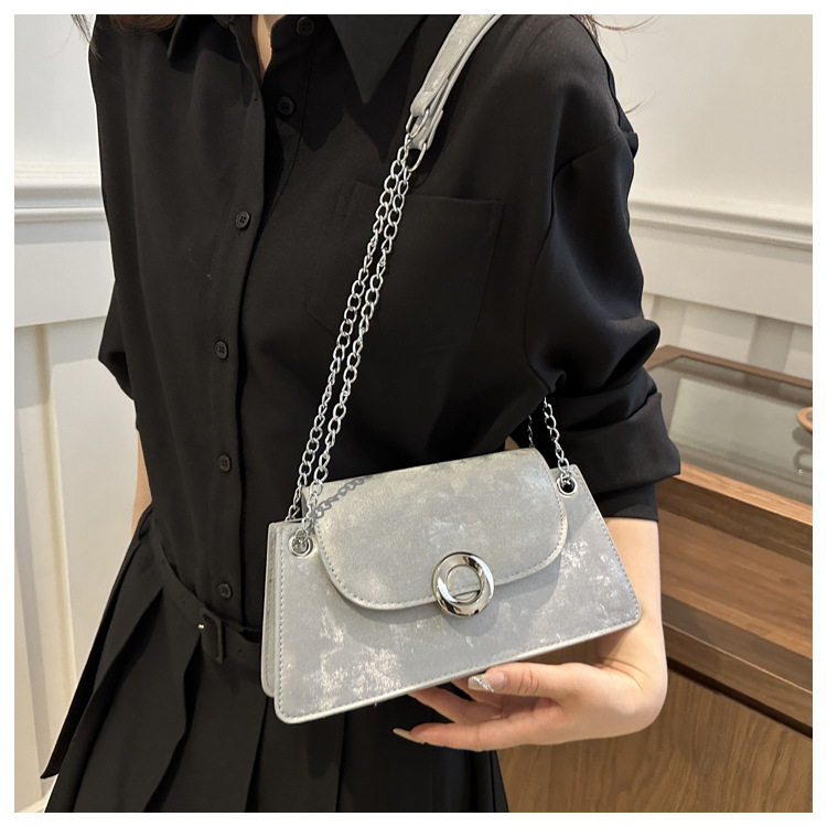 Borsa a tracolla da lavoro versatile a catena color caramella da donna, casual, semplice e alla moda, in PU, 2024_voghion.com