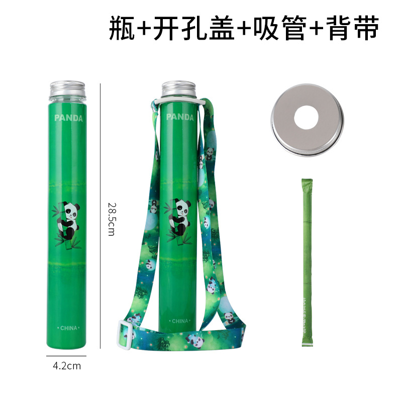 Celebridad en línea Panda sosteniendo la taza de bambú desechable de plástico delgado para mascotas taza de té de leche para llevar 400ml taza de bebida de jugo
