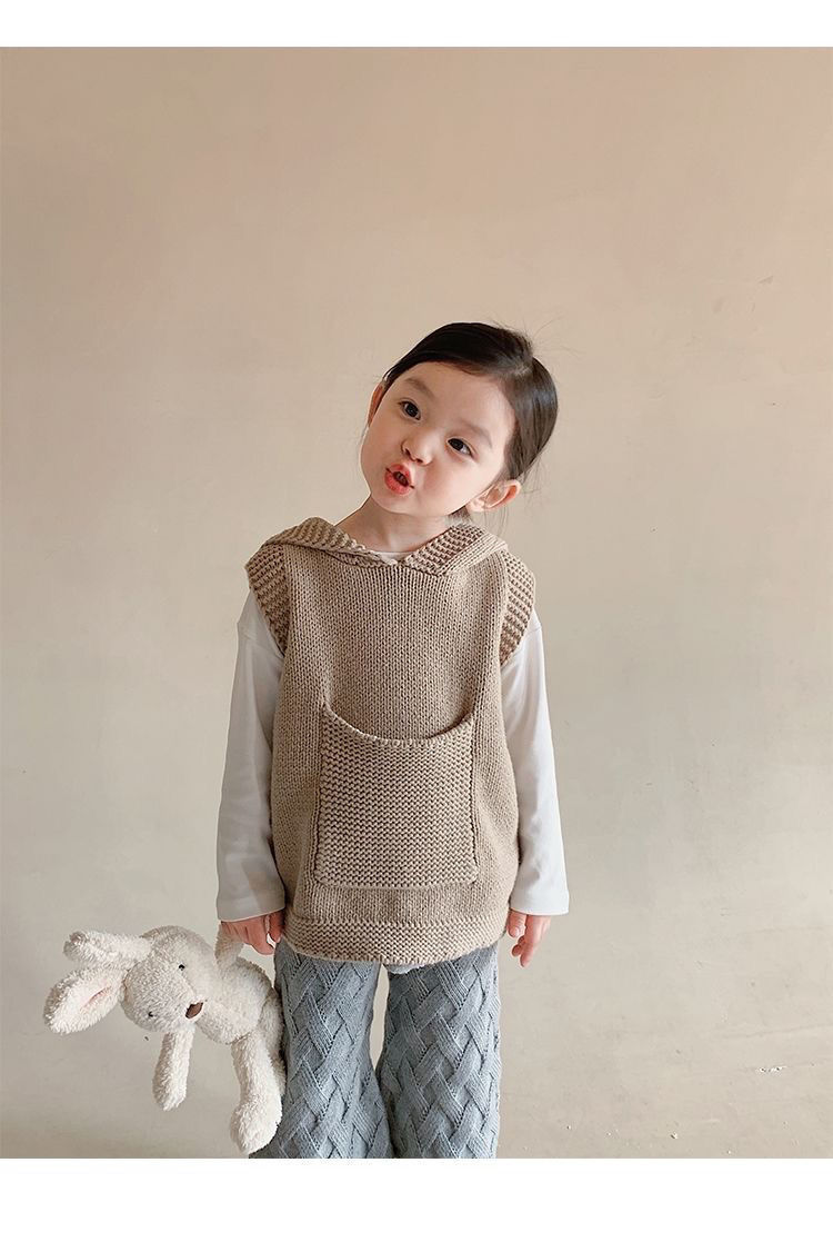 살구색 후드 조끼