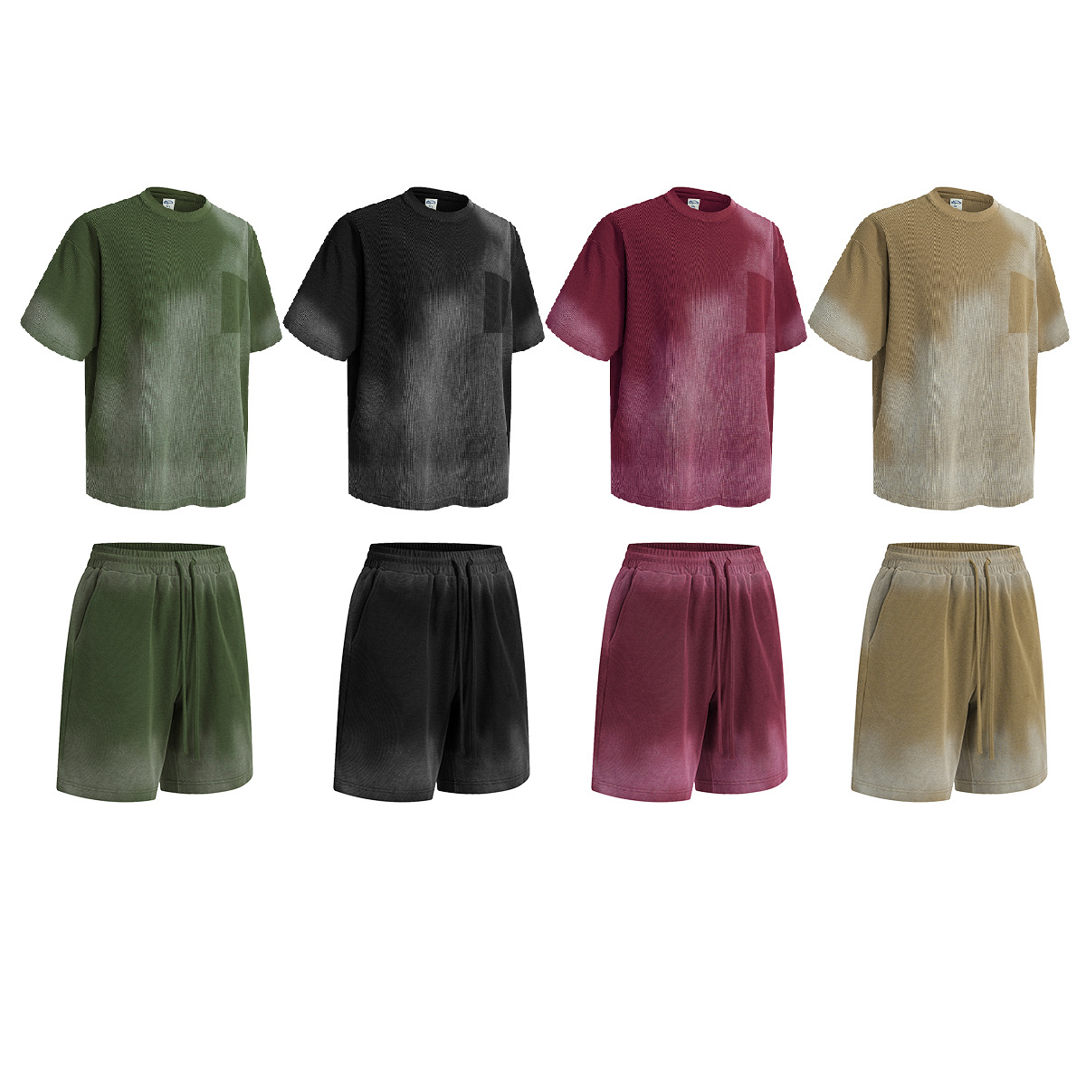 Marca de moda ropa de hombre lavado hace viejos pantalones cortos de borde suelto de verano delgados pantalones cortos deportivos casuales de manga corta para hombres image 6