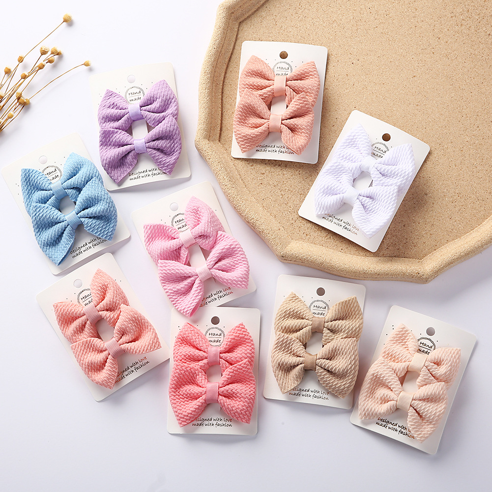 Solid Color, Bow Knot Pattern Sweet Solid Color Bow Knot Cloth Hair Clip