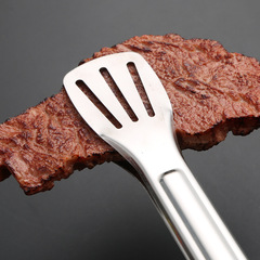 304不鏽鋼食品夾 麵包夾三線食品夾加厚自助餐牛排夾烤肉夾子批發