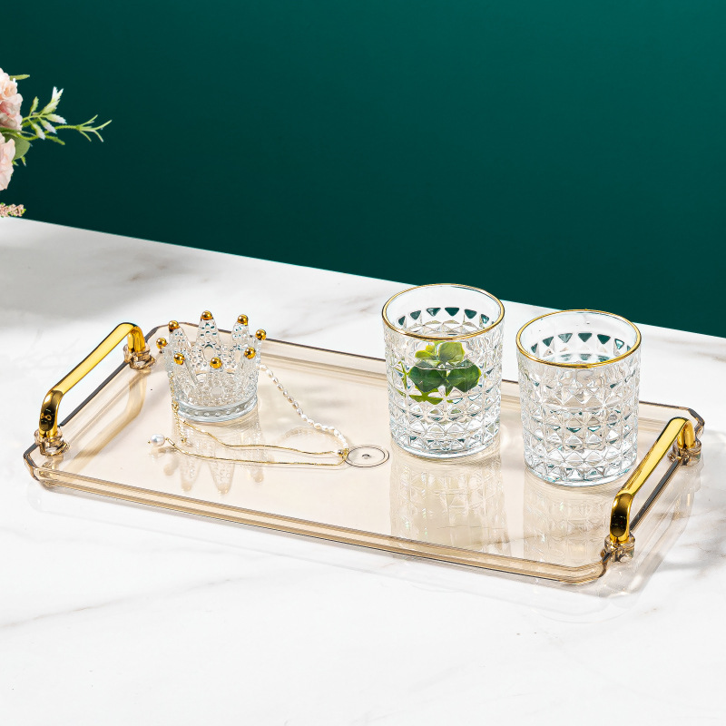 盘子茶杯玻璃杯托盘轻奢沥水杯盘收纳置物架倒挂放杯子家用客厅