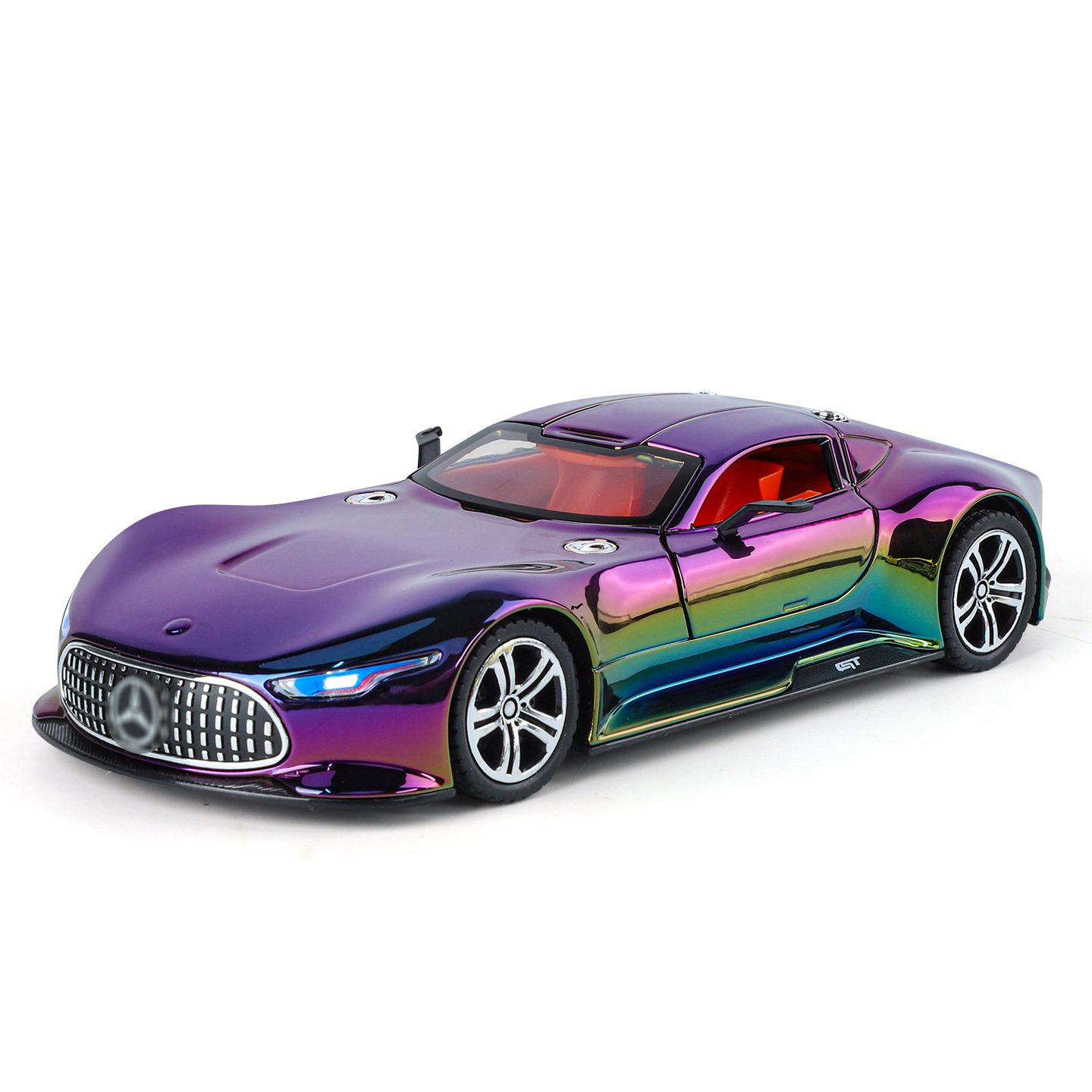 Modelo de coche deportivo Mercedes-Benz GT a escala 1:24 de aleación galvanizada con sonido y luz, puertas de mariposa con función de retroceso, regalo para niños, transfronterizo.