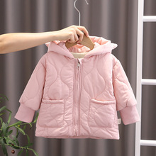 女童外套冬季新款兒童加絨加厚棉衣中小童寶寶連帽洋氣上衣