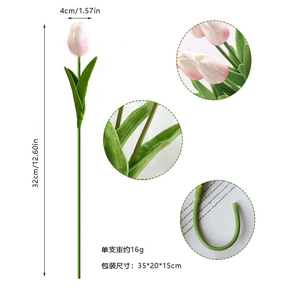 20 simulación de tulipanes de goma blanda decoración del hogar del día de San Valentín diseño de escenas de decoración europea del día de la madre transfronteriza