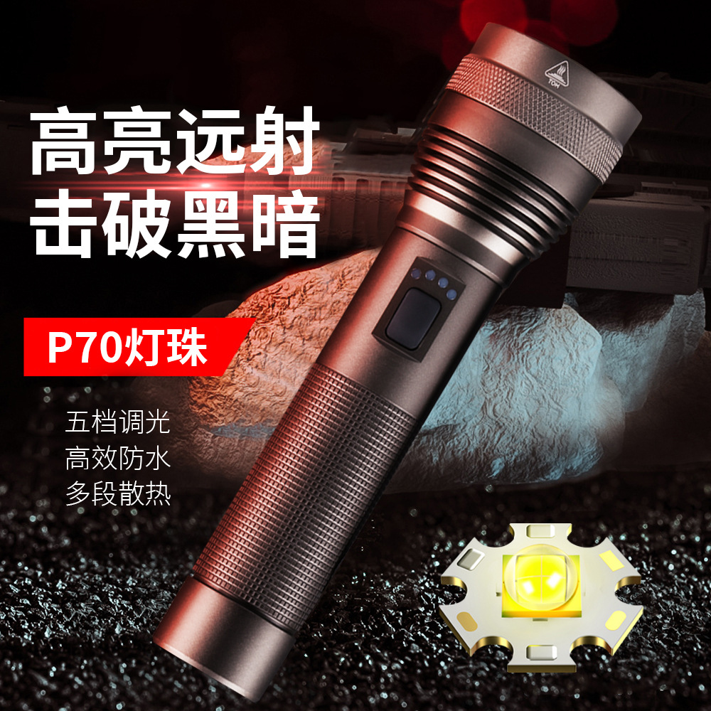 Nuevo blanco láser resaltar linterna transfronteriza caliente pesca correr luz larga resistencia portátil multi-función Zoom
