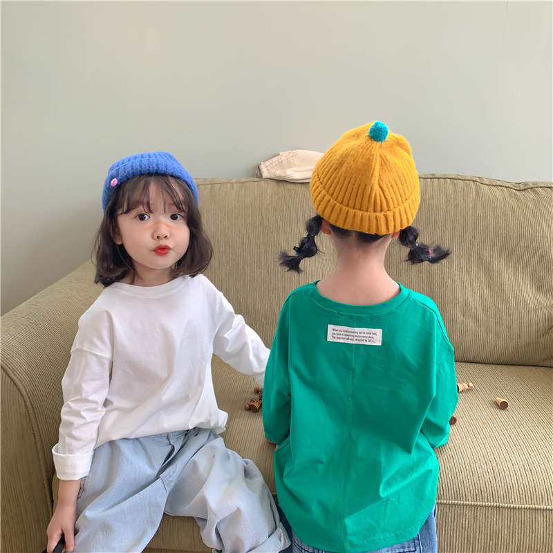 Children's Long-sleeved T-shirt 2021 Spring and Autumn New Korean Style Boy's and Girl's Crewneck Top Baby's Stylish Pullover A279