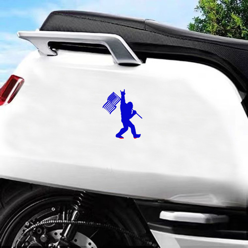 Foreign trade cute gorilla holding a flag, funny and humorous reflective waterproof car sticker, scratch hiding sticker with patterns