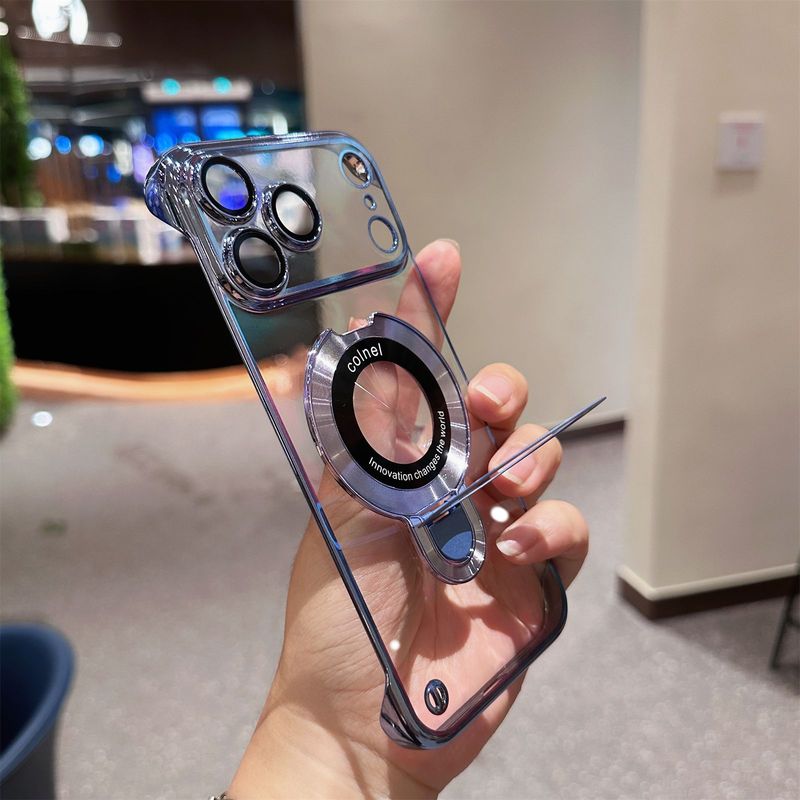 适用iPhone17手机壳电镀无边框磁吸支架苹果17air自带玻璃镜头膜|undefined