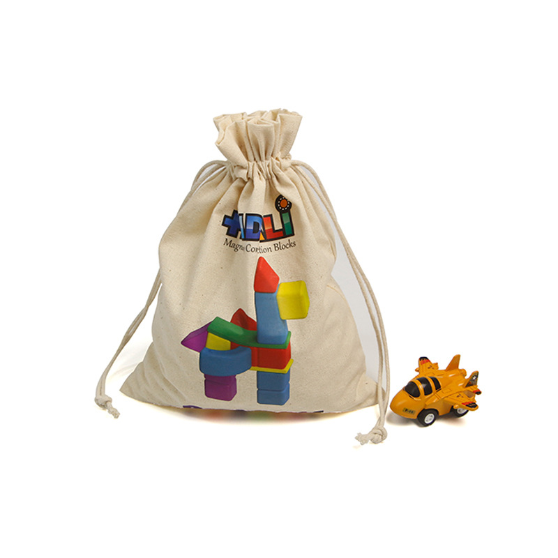 环保原色棉布束口袋 热转印玩具礼品布袋 文玩佛珠袋工厂批发制作
