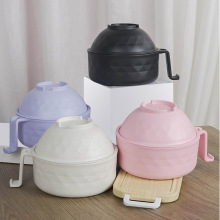 泡面碗麦秸秆沥汤干面碗餐具套装六件套印刷logo学生带盖微波炉