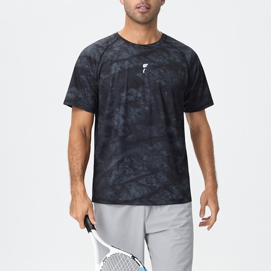 Cross-Border Brand In-Stock Ice Silk Quick-Dry Breathable Elastic Short-Sleeve T-Shirt for Men, Summer Loose Fitness Casual Top Cross-Border Brand In-Stock Ice Silk Quick-Dry Breathable Elastic Short-Sleeve T-Shirt for Men, Summer Loose Fitness Casual Top