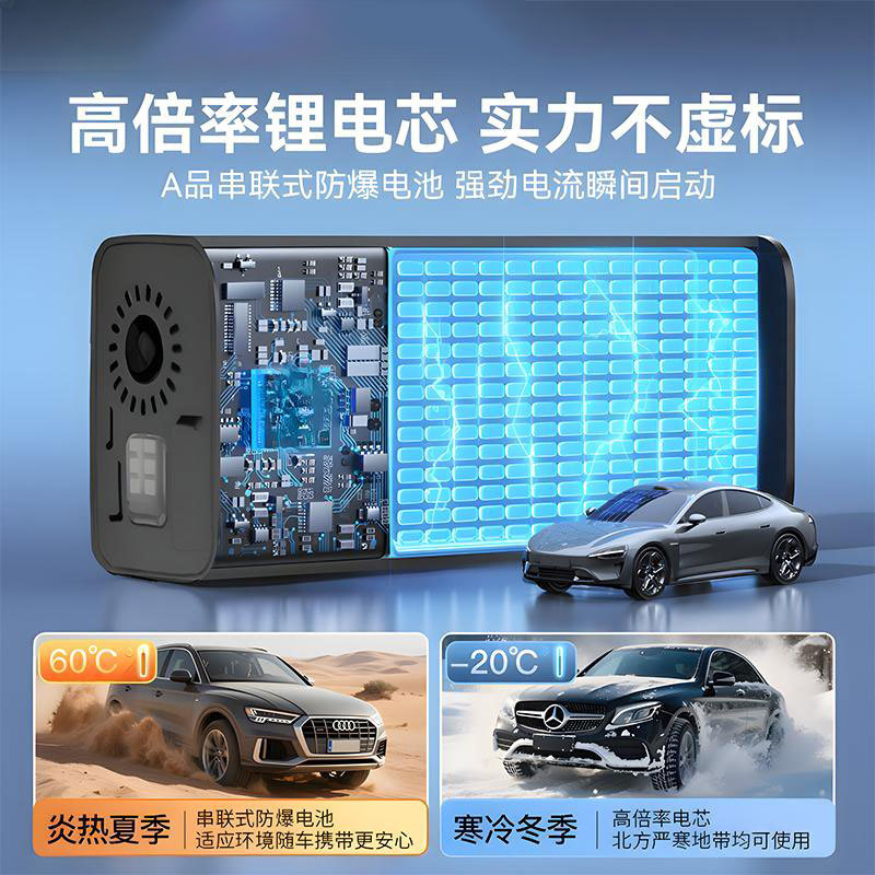 Cross-Border Style Car-Mounted Air Pump, Portable Emergency Power Supply, Digital Display, Multi-Function Wireless Air Pump, Power Bank.