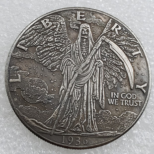 Antique Crafts 1936 Wanderer Skull Silver Coin Magic Coin H4555