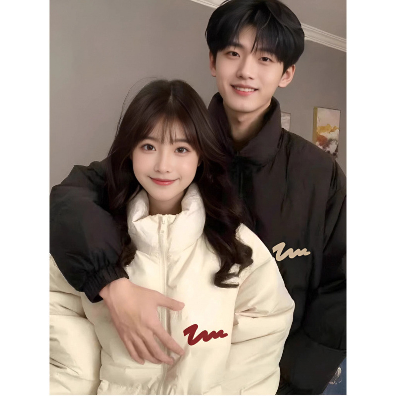 Stand Collar Short Puffer Jacket for Women 2024 Winter New Cream Apricot Stand Collar Thickened Petite Cotton Coat Jacket