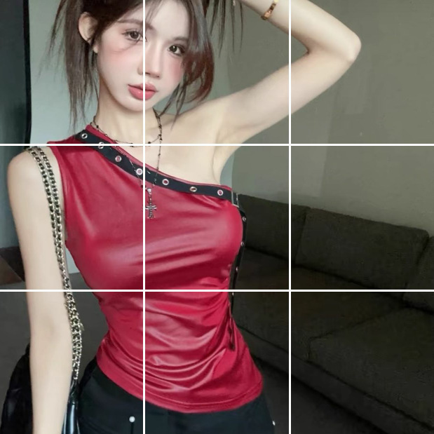 Biker Spicy Sleeveless Top Women's Summer Ruffle Slim-Fit Slimming Vest with Camisole Outer Wear 5322